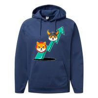 Shiba To The Moon Chart Performance Fleece Hoodie