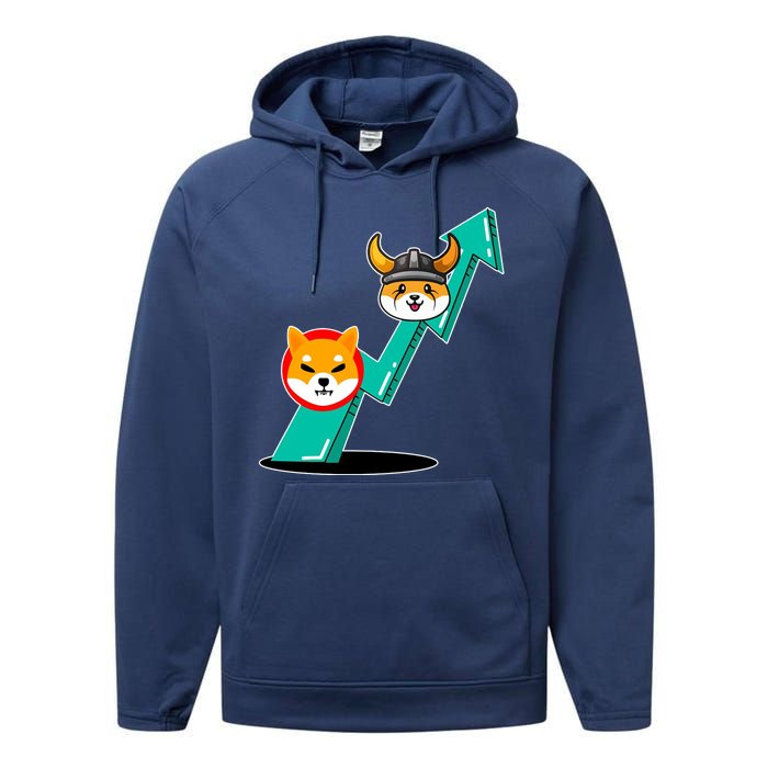 Shiba To The Moon Chart Performance Fleece Hoodie