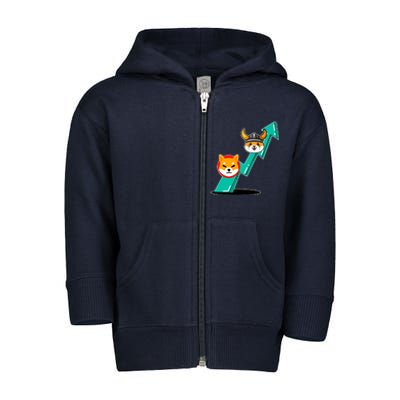 Shiba To The Moon Chart Toddler Zip Fleece Hoodie