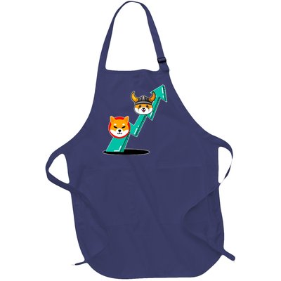 Shiba To The Moon Chart Full-Length Apron With Pockets