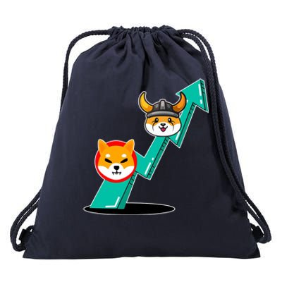 Shiba To The Moon Chart Drawstring Bag