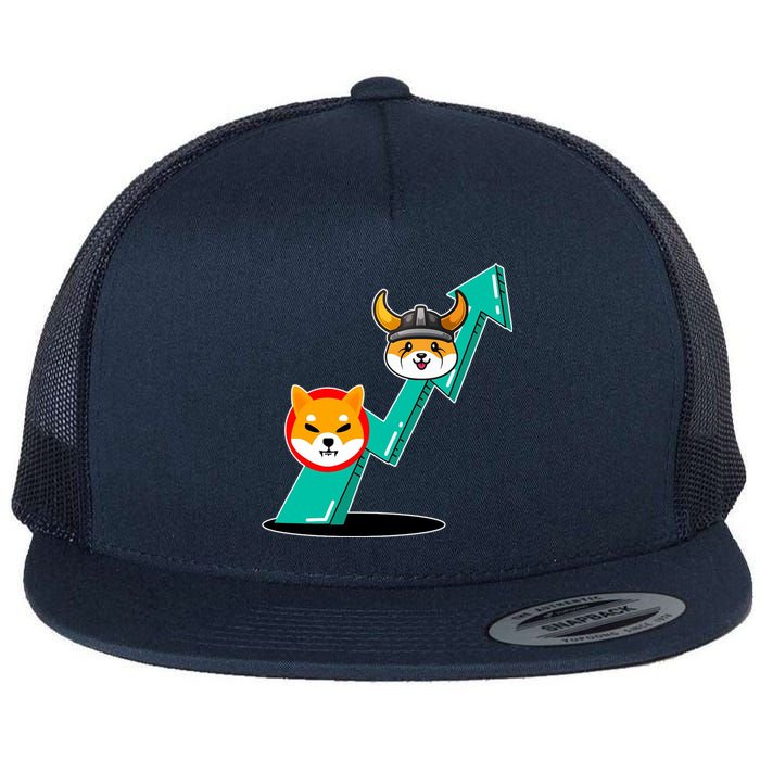 Shiba To The Moon Chart Flat Bill Trucker Hat