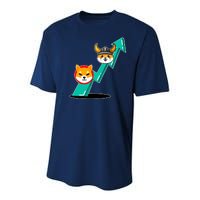 Shiba To The Moon Chart Youth Performance Sprint T-Shirt