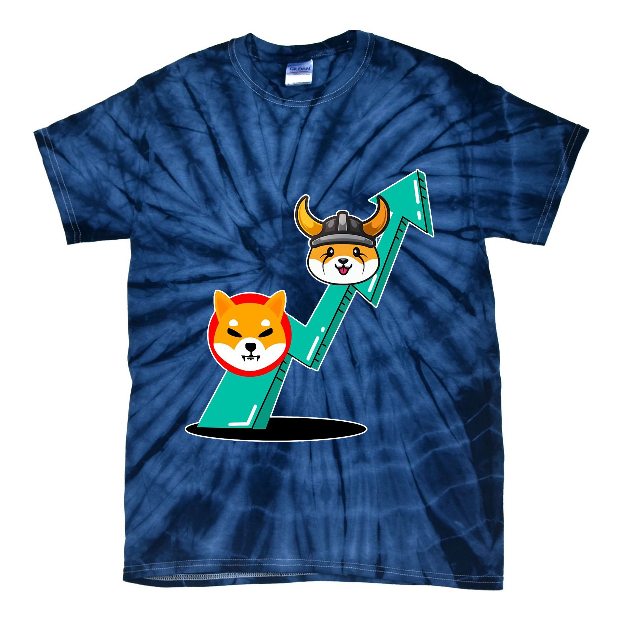 Shiba To The Moon Chart Tie-Dye T-Shirt