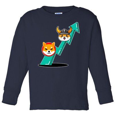 Shiba To The Moon Chart Toddler Long Sleeve Shirt