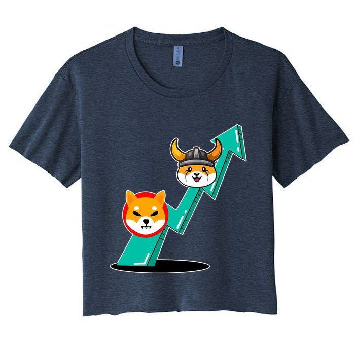 Shiba To The Moon Chart Women's Crop Top Tee