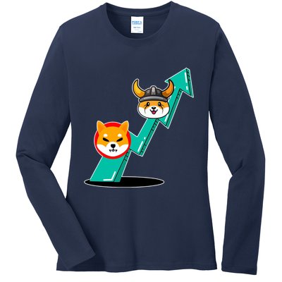 Shiba To The Moon Chart Ladies Long Sleeve Shirt