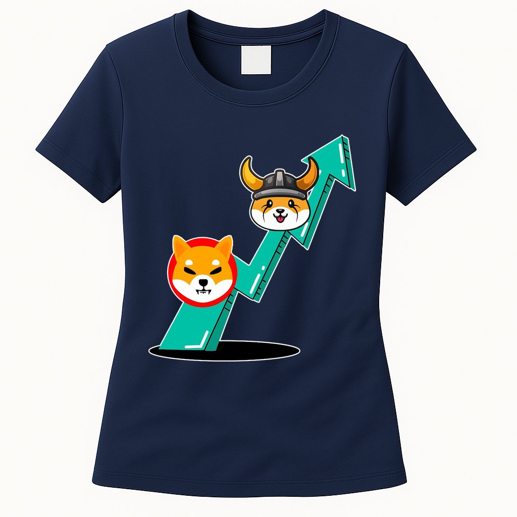 Shiba To The Moon Chart Womens T-Shirt