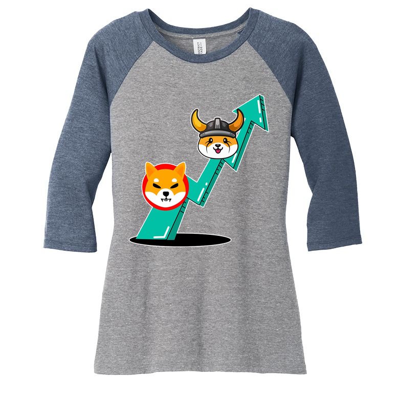 Shiba To The Moon Chart Women's Tri-Blend 3/4-Sleeve Raglan Shirt