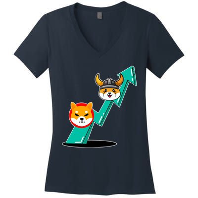 Shiba To The Moon Chart Women's V-Neck T-Shirt