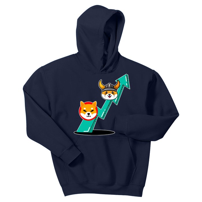 Shiba To The Moon Chart Kids Hoodie