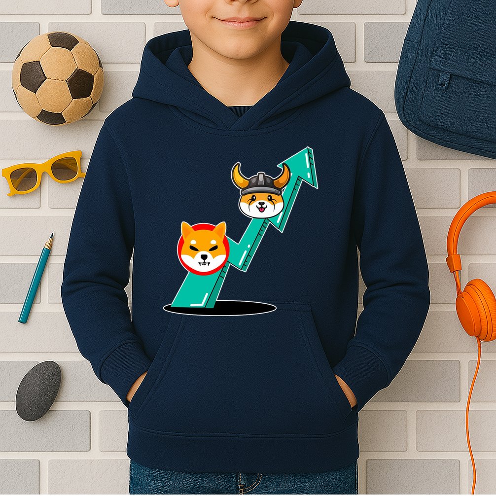 Shiba To The Moon Chart Kids Hoodie