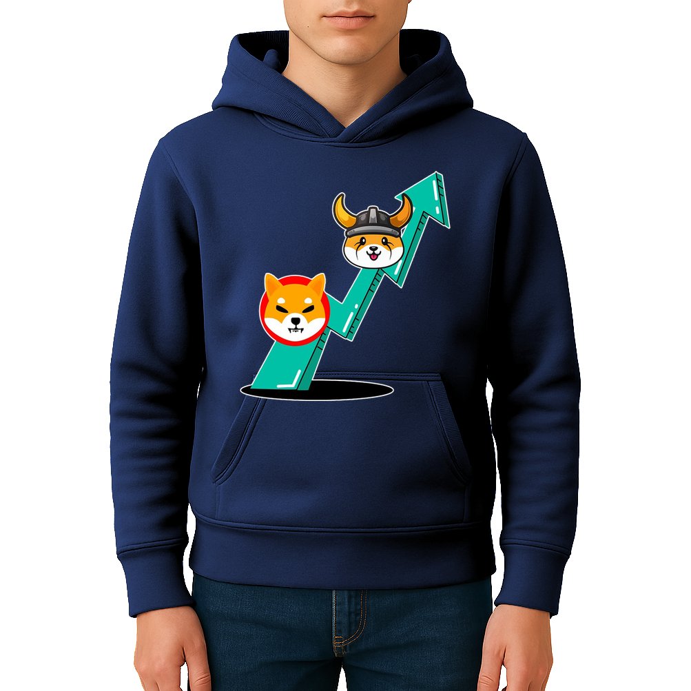 Shiba To The Moon Chart Kids Hoodie