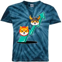 Shiba To The Moon Chart Kids Tie-Dye T-Shirt