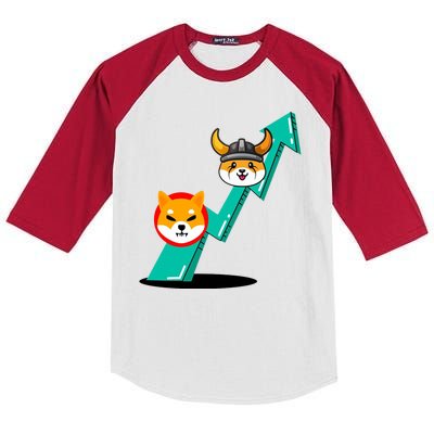 Shiba To The Moon Chart Kids Colorblock Raglan Jersey