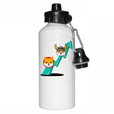 Shiba To The Moon Chart Aluminum Water Bottle