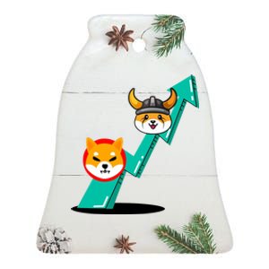 Shiba To The Moon Chart Ceramic Bell Ornament