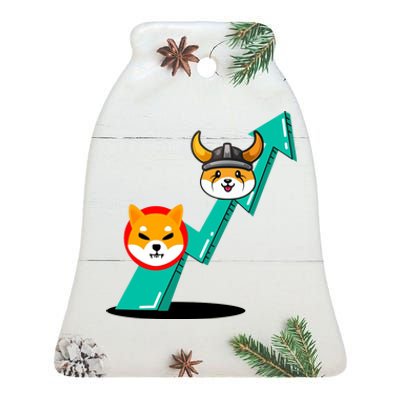 Shiba To The Moon Chart Ceramic Bell Ornament