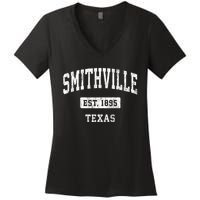 Smithville Texas Tx Vintage Sports Established Design Women's V-Neck T-Shirt