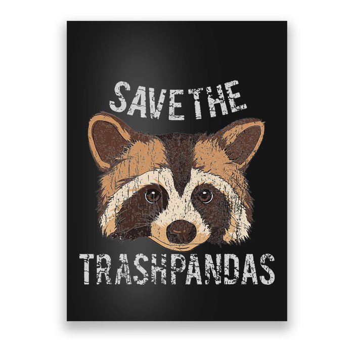 Save The Trash Pandas Funny Racoon Vintage Retro Poster