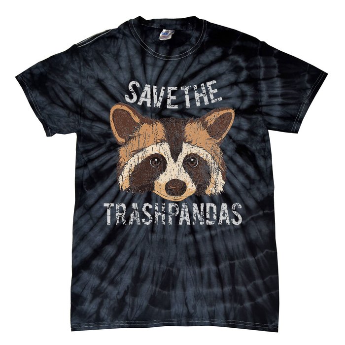 Save The Trash Pandas Funny Racoon Vintage Retro Tie-Dye T-Shirt