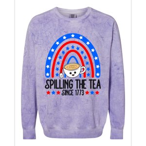 Spilling The Tea Since 1773 4th Of July Rainbow For Teacher Cute Gift Colorblast Crewneck Sweatshirt