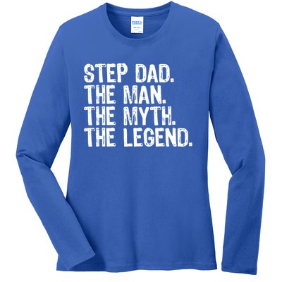 Stepdad The The Myth The Legend Cool Funny Stepdad Gift Ladies Long Sleeve Shirt