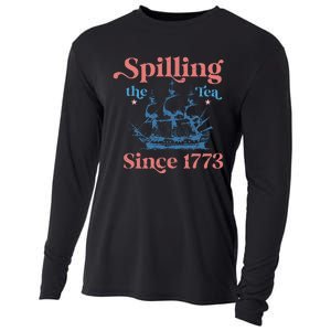 Spillin The Tea Since 1773 Funny 4th Of July Party Cooling Performance Long Sleeve Crew