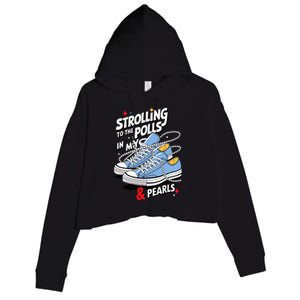 Strolling To The Polls In My Chucks & Pearls Kamala Cat Lady Crop Fleece Hoodie