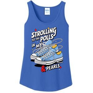 Strolling To The Polls In My Chucks & Pearls Kamala Cat Lady Ladies Essential Tank