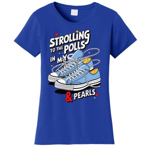 Strolling To The Polls In My Chucks & Pearls Kamala Cat Lady Women's T-Shirt