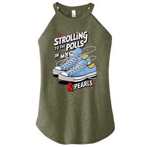 Strolling To The Polls In My Chucks & Pearls Kamala Cat Lady Women's Perfect Tri Rocker Tank