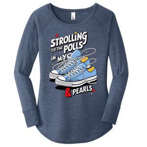 Strolling To The Polls In My Chucks & Pearls Kamala Cat Lady Women's Perfect Tri Tunic Long Sleeve Shirt