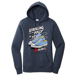 Strolling To The Polls In My Chucks & Pearls Kamala Cat Lady Women's Pullover Hoodie