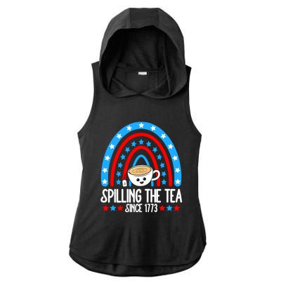 Spilling The Tea Since 1773 4th Of July Rainbow For Teacher Gift Ladies PosiCharge Tri-Blend Wicking Draft Hoodie Tank