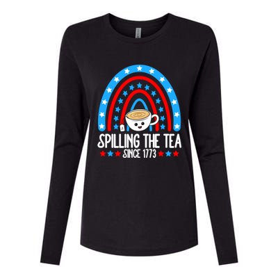 Spilling The Tea Since 1773 4th Of July Rainbow For Teacher Gift Womens Cotton Relaxed Long Sleeve T-Shirt