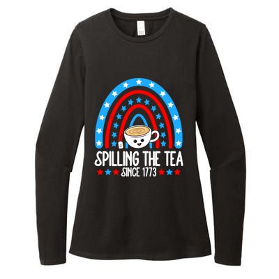 Spilling The Tea Since 1773 4th Of July Rainbow For Teacher Gift Womens CVC Long Sleeve Shirt