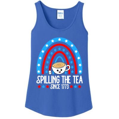 Spilling The Tea Since 1773 4th Of July Rainbow For Teacher Gift Ladies Essential Tank