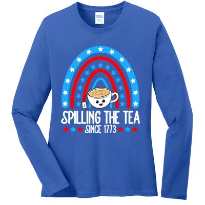 Spilling The Tea Since 1773 4th Of July Rainbow For Teacher Gift Ladies Long Sleeve Shirt