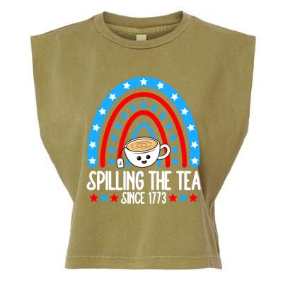 Spilling The Tea Since 1773 4th Of July Rainbow For Teacher Gift Garment-Dyed Women's Muscle Tee