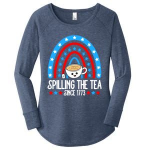 Spilling The Tea Since 1773 4th Of July Rainbow For Teacher Gift Women's Perfect Tri Tunic Long Sleeve Shirt