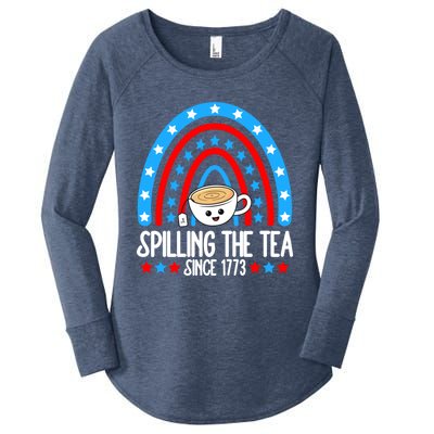 Spilling The Tea Since 1773 4th Of July Rainbow For Teacher Gift Women's Perfect Tri Tunic Long Sleeve Shirt