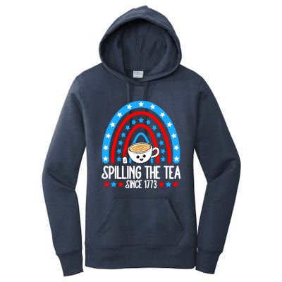 Spilling The Tea Since 1773 4th Of July Rainbow For Teacher Gift Women's Pullover Hoodie