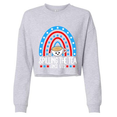 Spilling The Tea Since 1773 4th Of July Rainbow For Teacher Gift Cropped Pullover Crew