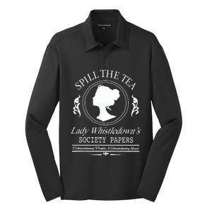 Spill The Tea Lady Whistledown Society Papers Silk Touch Performance Long Sleeve Polo