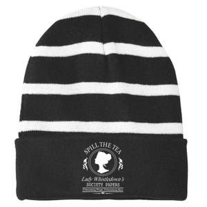 Spill The Tea Lady Whistledown Society Papers Striped Beanie with Solid Band