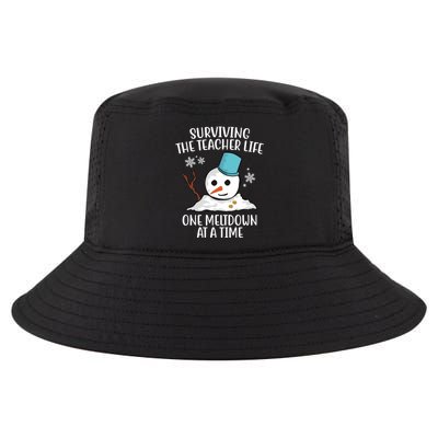 Surviving The Teacher Life One Meltdown At A Time Snowman Cool Comfort Performance Bucket Hat