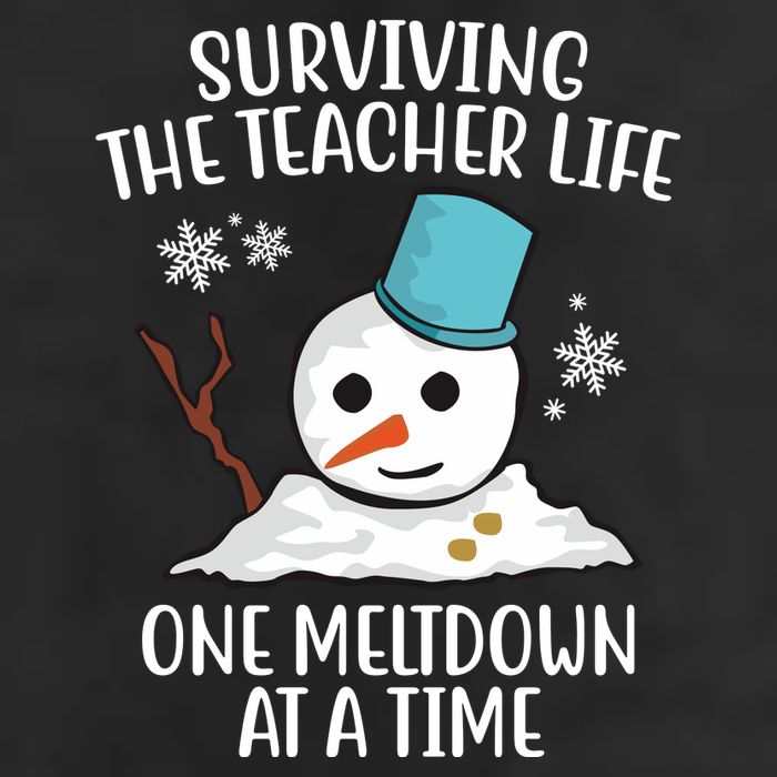 Surviving The Teacher Life One Meltdown At A Time Snowman 7 Panel Mesh Trucker Snapback Hat