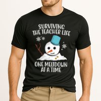 Surviving The Teacher Life One Meltdown At A Time Snowman Cooling Performance Crew T-Shirt