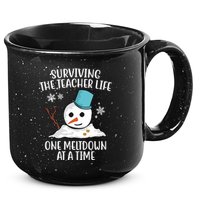 Surviving The Teacher Life One Meltdown At A Time Snowman 15oz Campfire Ceramic Mug